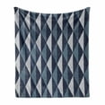 thumbnail image 1 of Geometric Soft Flannel Fleece Throw Blanket, Rhombuses and Dots Composition of Abstract Shapes Retro Revival, Cozy Plush for Indoor and Outdoor Use, 50" x 60", Bluegrey Dark Blue White, by Ambesonne, 1 of 6
