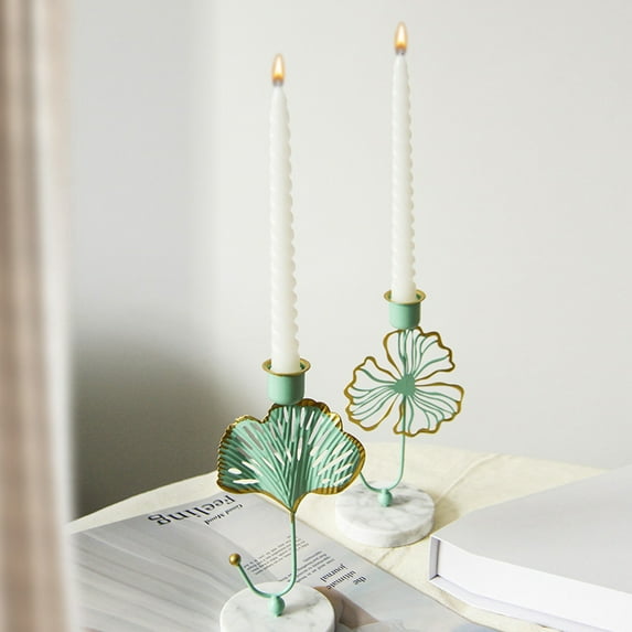 Nordic Style Romantic Candle Stand - Marble Base - Turtle Leaves Wedding Party - Iron Candlestick Home Decor