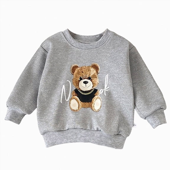 12-24Months Toddler Girls Crewneck Sweatshirt Bear Applique
