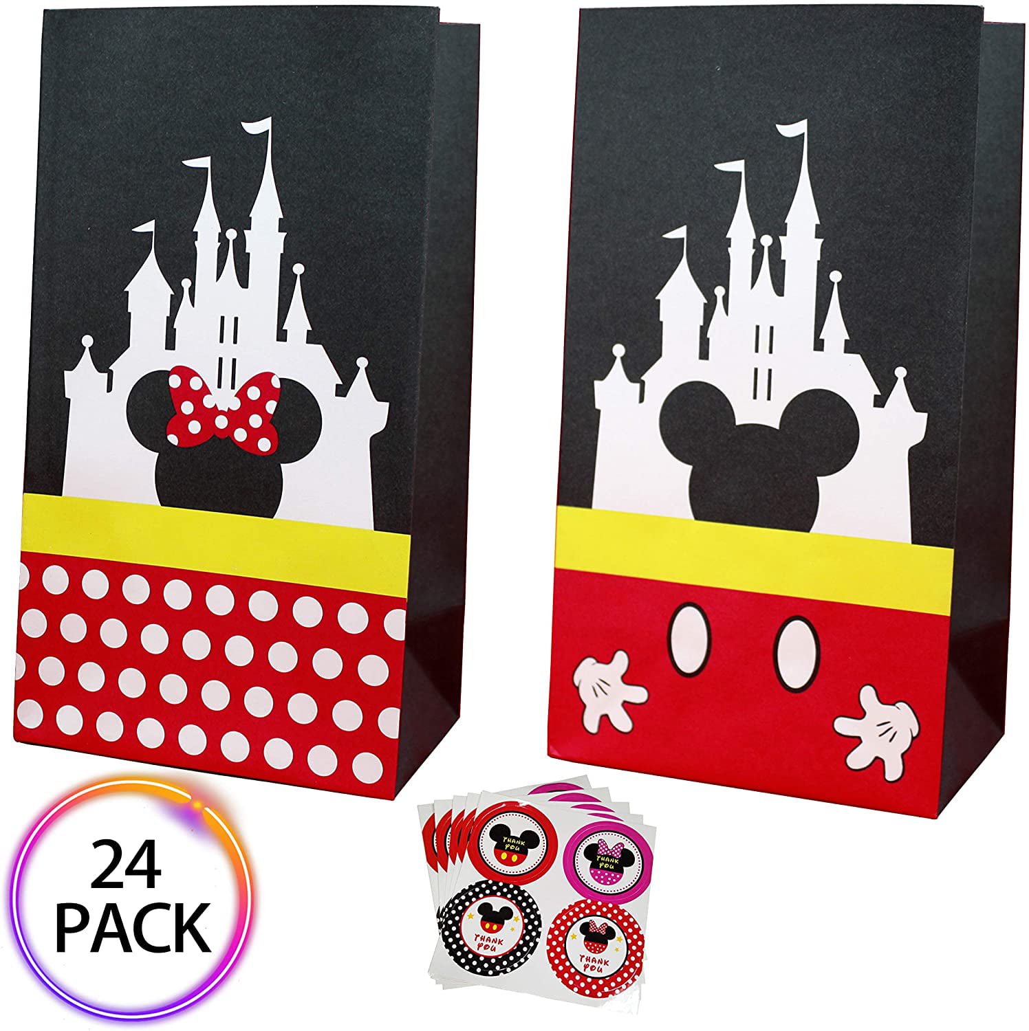 12PCS Polka Dot Minnie Mickey Birthday Treat Goody Boxes Party Supply White 
