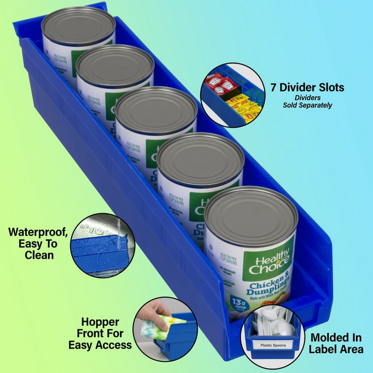 Akro-Mils 30130 Plastic Organizer and Storage Bins for Refrigerator,  Kitchen, Cabinet, or Pantry Organization, 12-Inch x 6-Inch x 4-Inch, Blue
