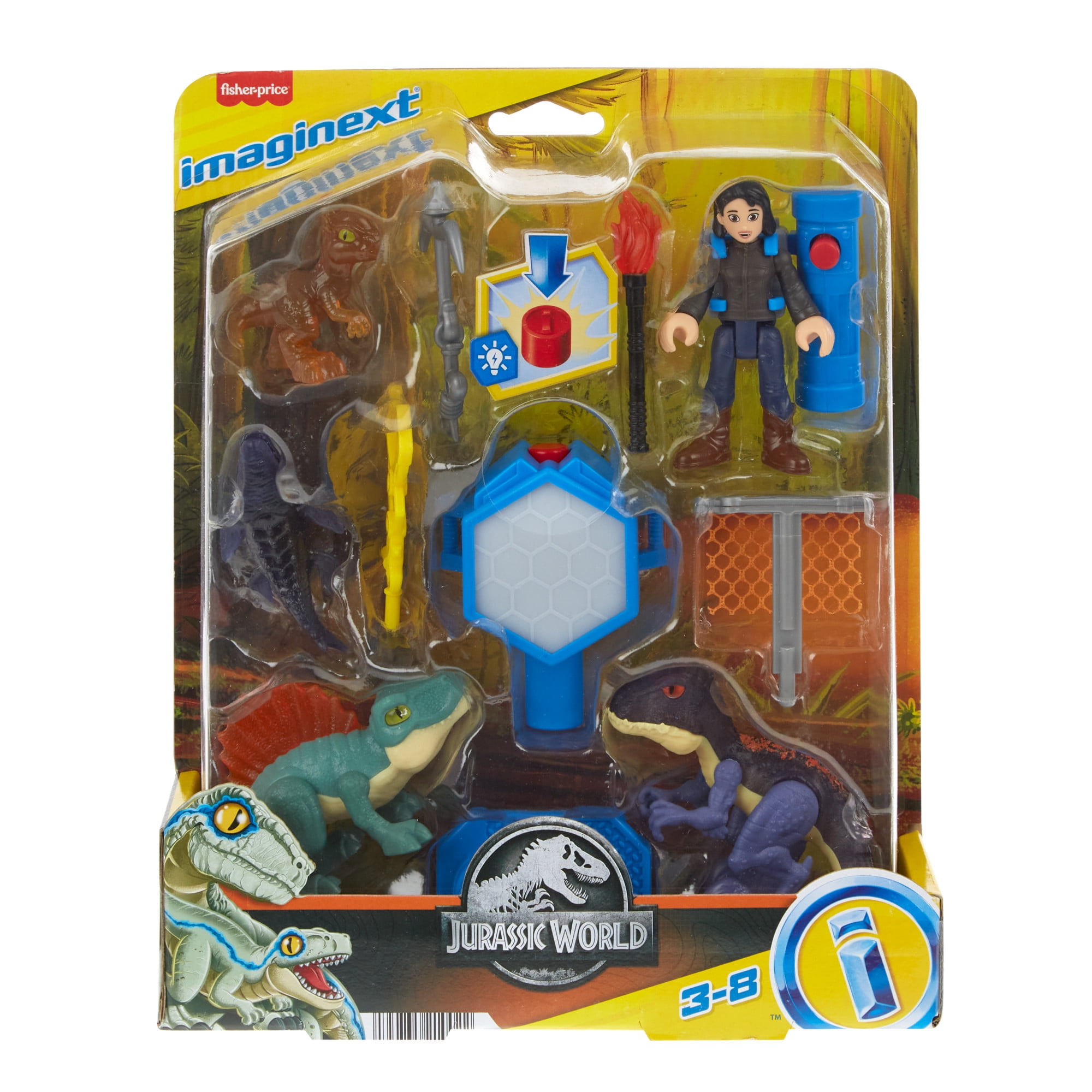 Imaginext Jurassic World Evo-Scanner Multi-Pack Light-Up Dinosaur Playset, 10 Toys