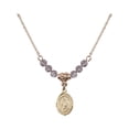 thumbnail image 1 of 18-Inch Hamilton Gold Plated Necklace with 4mm Light Purple February Birth Month Stone Beads and Saint Agnes of Rome Charm, 1 of 1