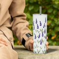 thumbnail image 6 of Lavender Slim Cups with Lids and Straws - 20oz Reuse Stainless Steel Insulated Lavender Flower Skinny Tumblers, Lavender Travel Mug - Ideal Lavender Flower Gifts for Lavender Floral Lovers, 6 of 6