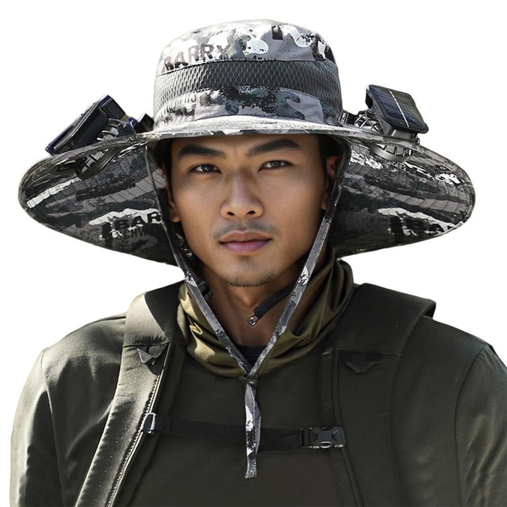 Outdoor Sun Hat with Dual Solar Fans – Large Brim Cooling Hat for Men & Women, USB Rechargeable