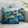 thumbnail image 3 of COMIO  Cushion Pillows Cover Blue Sea Turtle Watercolor Painting Square,Pillow Cover Decor for Couch Sofa Bedroom Car Living Room, 3 of 5