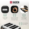 thumbnail image 3 of Haden Heritage Tostadora de acero inoxidable con ranura ancha para 4 rebanadas con control de dorado ajustable y patas antideslizantes, negro y cobre, 3 of 5