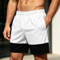 thumbnail image 2 of asjyhkr Basketball Shorts Mens Workout Activewear Elastic Waist Breathable Color Blocked Relaxed Gym Shorts(X-Large,White), 2 of 7