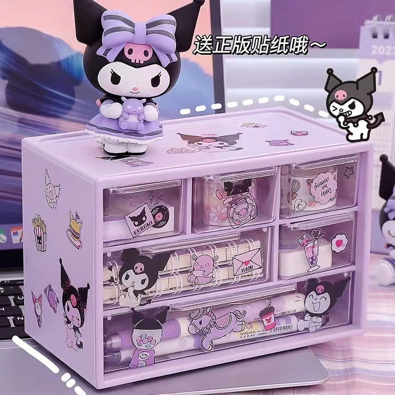 Sanrio Kuromi Multi Layer 6 Palace Grid Storage Box Cartoon Hello
