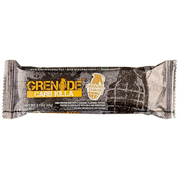 Grenade Carb Killa Protein Bar, Caramel Chaos, 23g Protein, 12 Ct