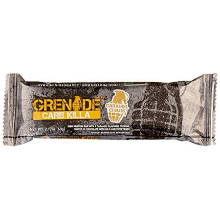 - Grenade Carb Killa Protein Bar, Caramel Chaos, 23g Protein, 12 Ct