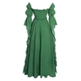 thumbnail image 4 of OIOLOYJM Medieval Renaissance Dress for Women Off Shoulder Victorian Gothic Witch Wedding Costume Dress Comfortable Fashion Elegant Cosplay Dress Green M, 4 of 6