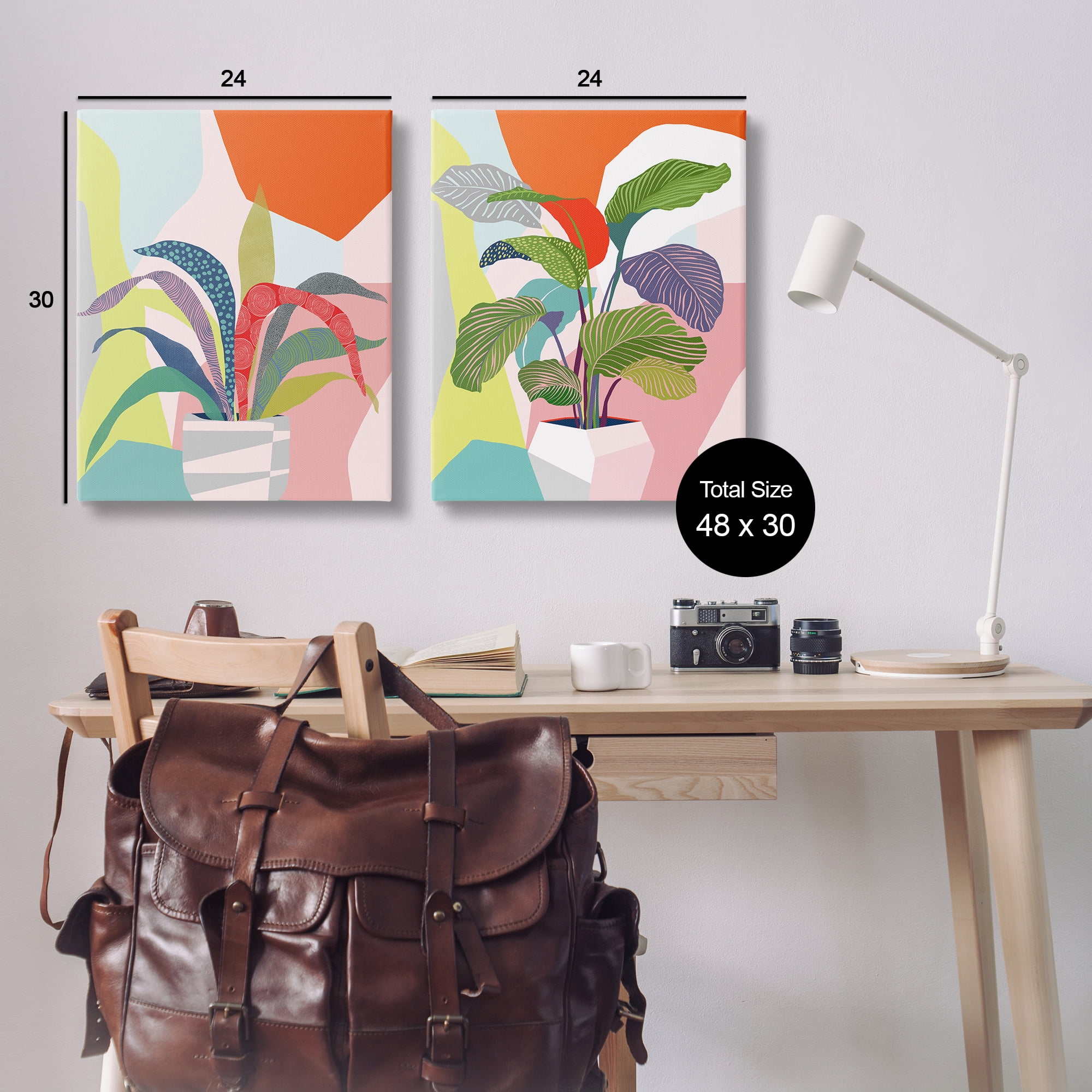 Stupell Industries Lively Patterned Plant Leaves Floral & Botanical Painting Wrapped Canvas Art Print Wall Art, 24 x 30, Set of 2