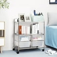 thumbnail image 2 of Topbuy 4-Drawer Rolling Storage Cart Metal Rack Organizer Shelf with Wheels Clear, 2 of 5