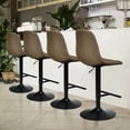 thumbnail image 3 of Gymax Set of 4 Adjustable Bar Stools Swivel Counter Height Linen Chairs with Back Brown, 3 of 10