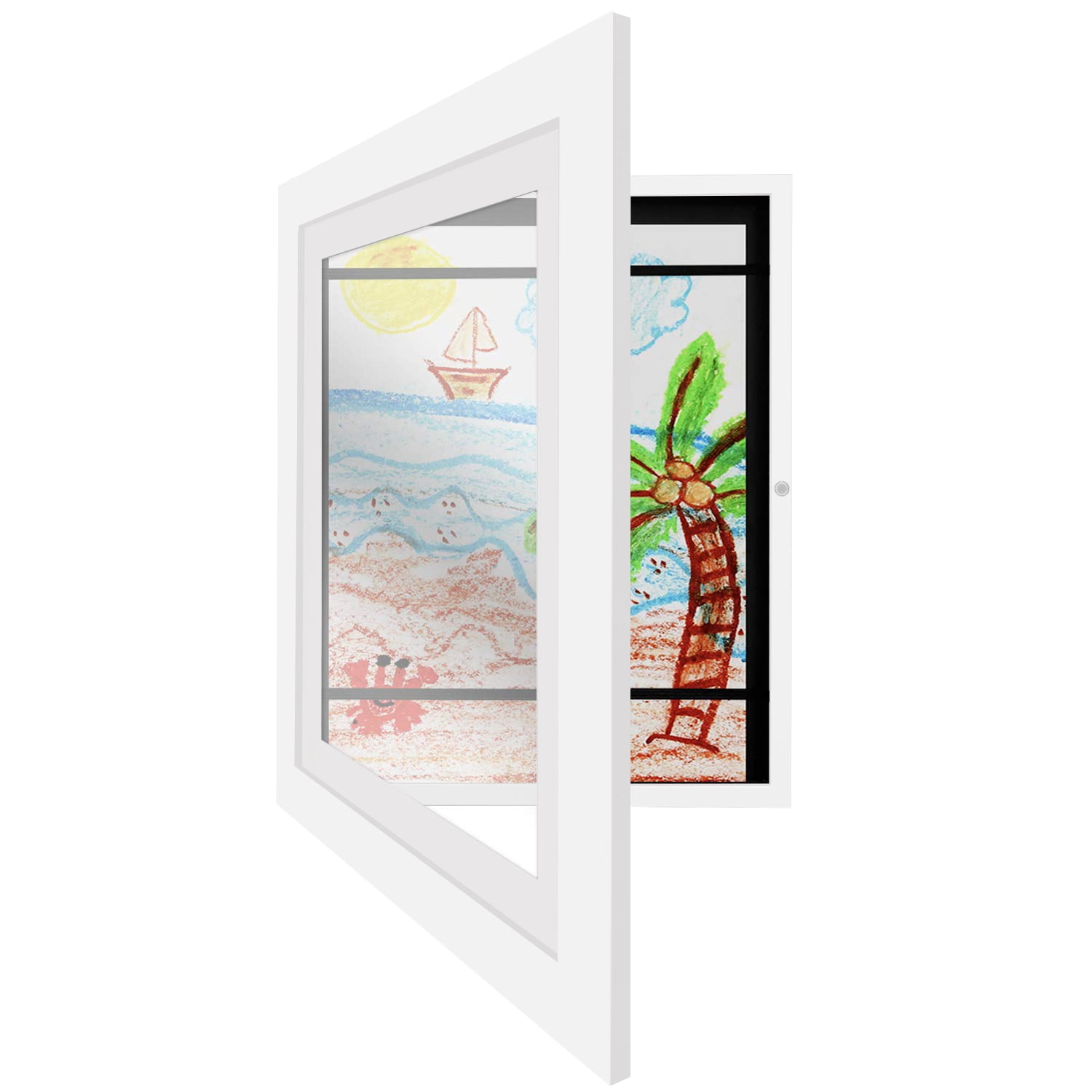 Americanflat 10x12.5 Kids Art Frame with Mat for 8.5x11, White, 2 Pack