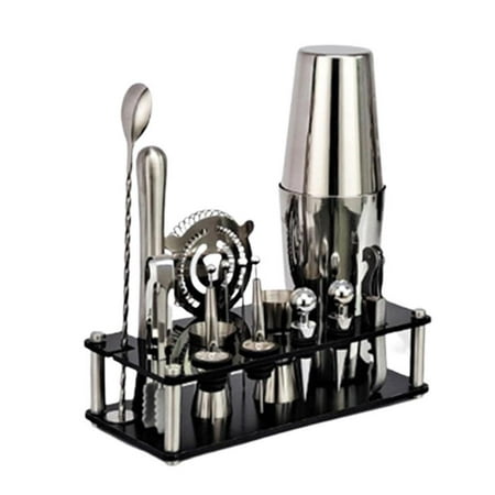 

DIYOO 17 Pieces Stainless Steel Cocktail Shaker Set Bartender Kit Black Acrylic Shaker Tool Set Perfect Fruit Pin Set for Home or Parties