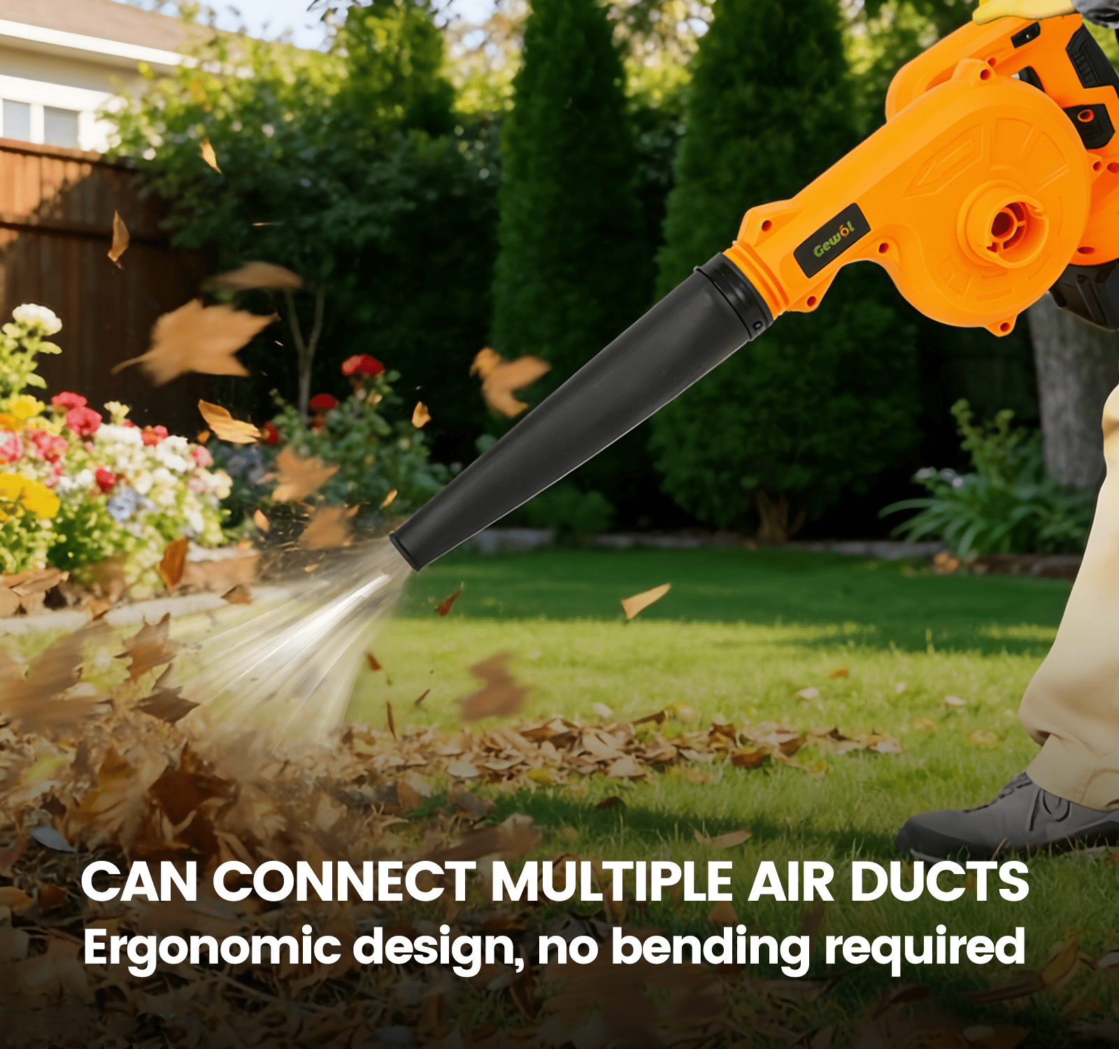 Gewol 21V Cordless Mini Blower & Vacuum, 2-in-1 Leaf Blower with 2×3.0Ah Battery, Ultra Portable for Lawn Care & Dust
