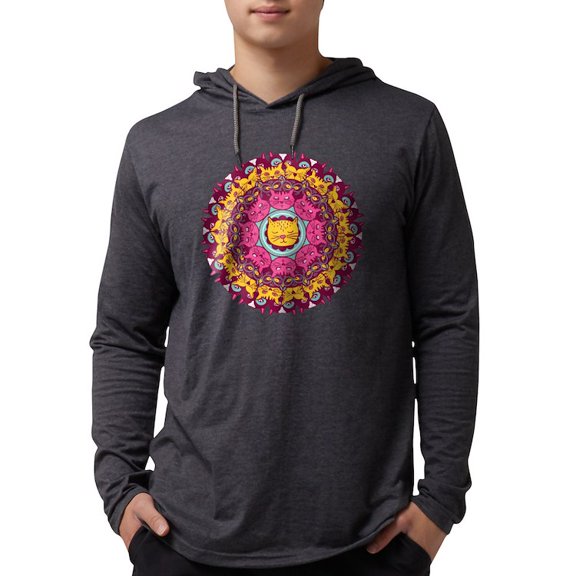 CafePress - Mandala Cats Long Sleeve T Shirt - Mens Hooded Shirt