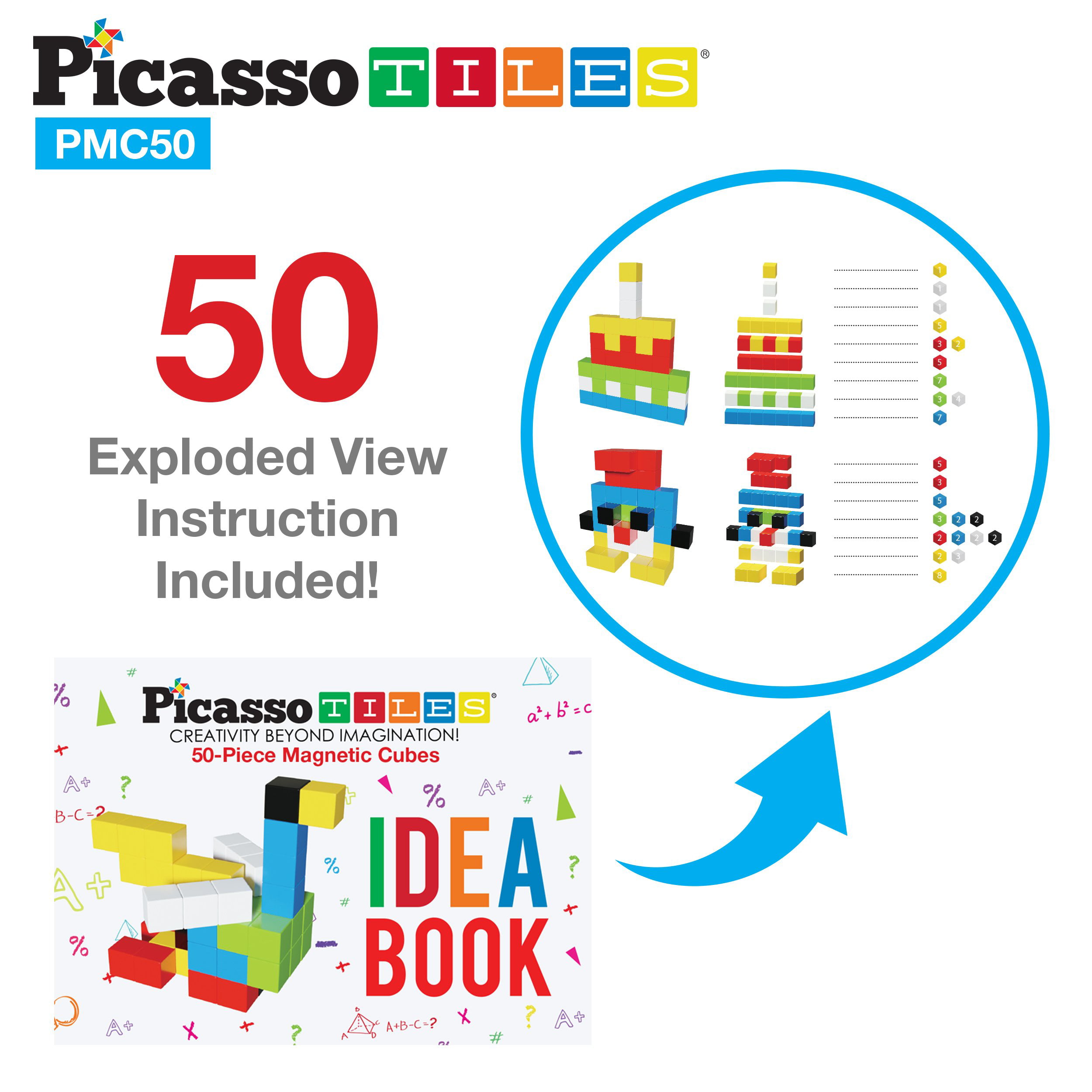 PicassoTiles 50 Piece Pixel Magnetic Puzzle Cube Set PMC50 - Walmart.com