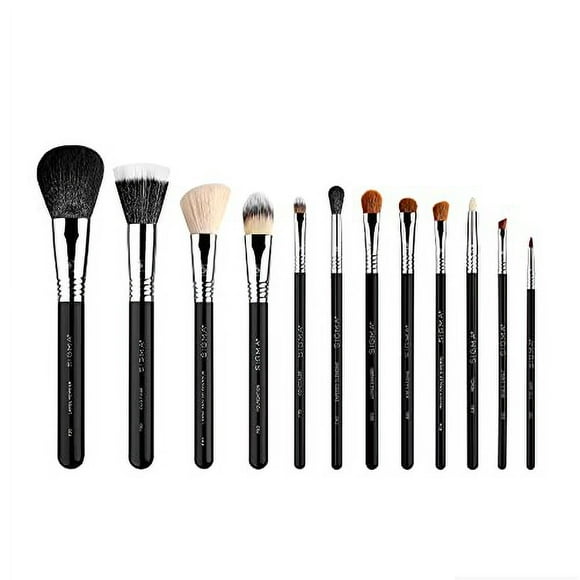 Sigma Beauty Essential Makeup Brushes Set â Professional Grade Makeup Brush Set with Premium Fibers and Sleek, Durable Handles for Face & Eyes, Includes 12 CK001 Black Makeup Brus