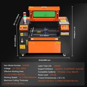 KFFKFF 50W CO2 Laser Etching Tool, 12 x 20 inches, 19.7 IPS Laser Slicing Device with Dual Direction Air Support, Syncs with LightBurn, CorelDRAW, AutoCAD, Windows, Mac OS, Linux