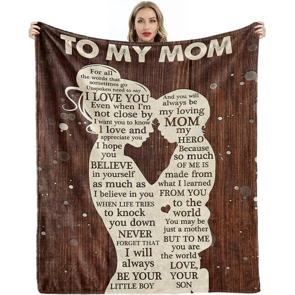 Gifts for Mom, Mothers Day Birthday Gifts for Mom from Son, Mom Gifts, Blanket Presents for Mother''s Day, Christmas, Birthday Gifts for Mom, Soft Cozy Flannel Throw Blanket 60x50 Inches