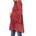 thumbnail image 4 of Sakkas Anna Casual Flowy Wide Neck 3/4 Sleeve Light Summer Boho Blouse Top - Brown - One Size Regular, 4 of 5
