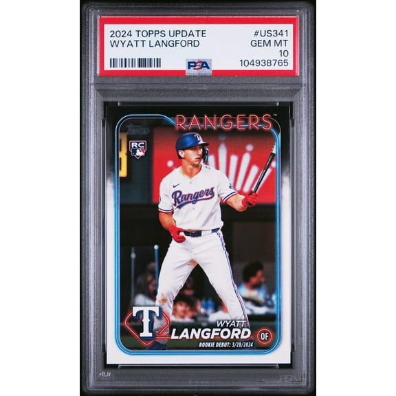 Graded 2024 Topps Update Wyatt Langford #US341 Rookie RC Baseball Card PSA 10 Gem Mint