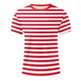 thumbnail image 4 of oqasdz Mens T Shirts Color Blocked Striped Striped Trendy Trade Business Sports Round Neck Short Sleeve T Shirt Casual Relaxed Fit Daily Wear, 4 of 4