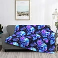 thumbnail image 2 of Yiaed cool crystal Skull flower Print Blanket Throw Blanket Soft Cozy Flannel Blanket for Home Bed Sofa Couch Chair-60"x50", 2 of 6