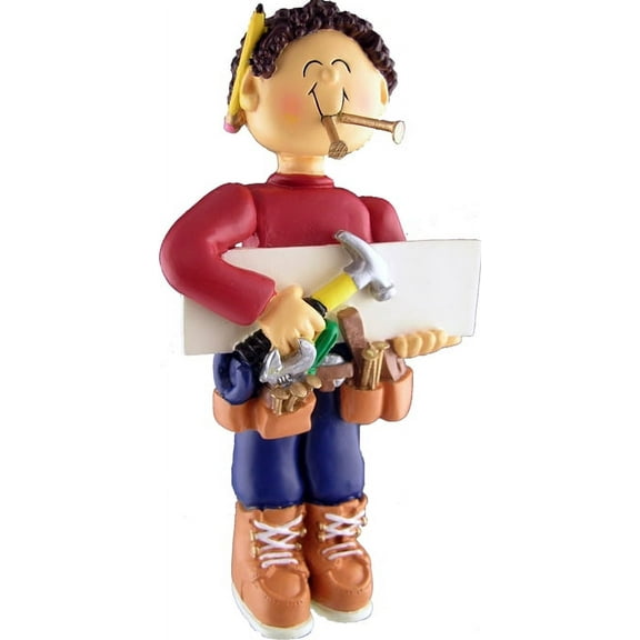 Carpenter Male Brown Personalized  Christmas Ornament DO-IT-YOURSELF
