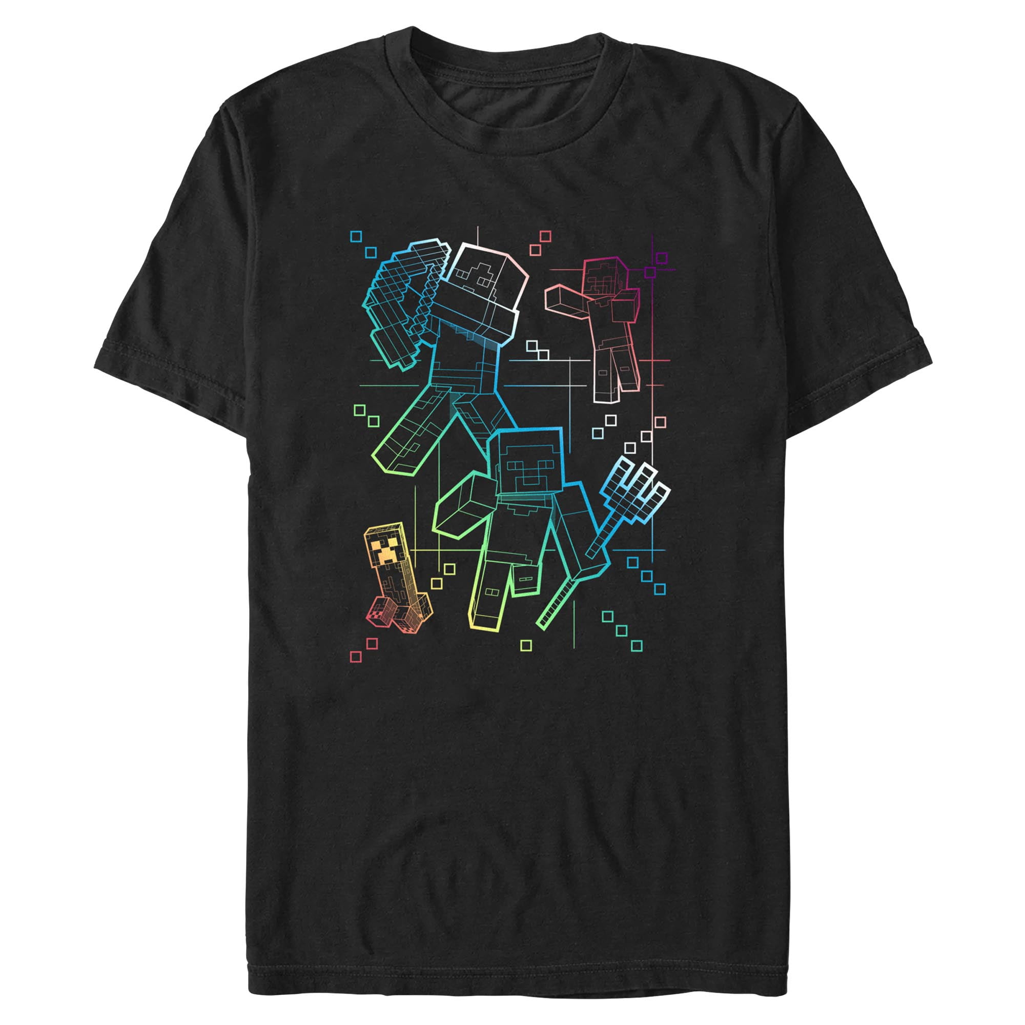 Mens Minecraft Rainbow Characters Lines T Shirt