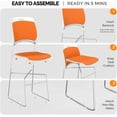 thumbnail image 5 of VINGLI Stackable Chairs Set of 4, Stacking Office Chairs with Metal Sled Base, Ergonomic Plastic Padded Seat & Back, Capacity 350lbs, Stacking Chairs for Waiting Room Break Room Banquet Guest, Orange, 5 of 7