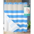 thumbnail image 2 of No Hook Shower Curtain with Snap-in Liner, Blue Striped Waterproof Fabric Bathroom Curtains, Modern Simple Monochrome Geometric White Bath Curtains & Mesh Top Window 72"x78" Long, 2 of 6