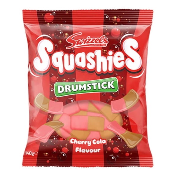 Swizzels Squashies Drumstick Chewy Candy Cherry Cola Flavour 140g