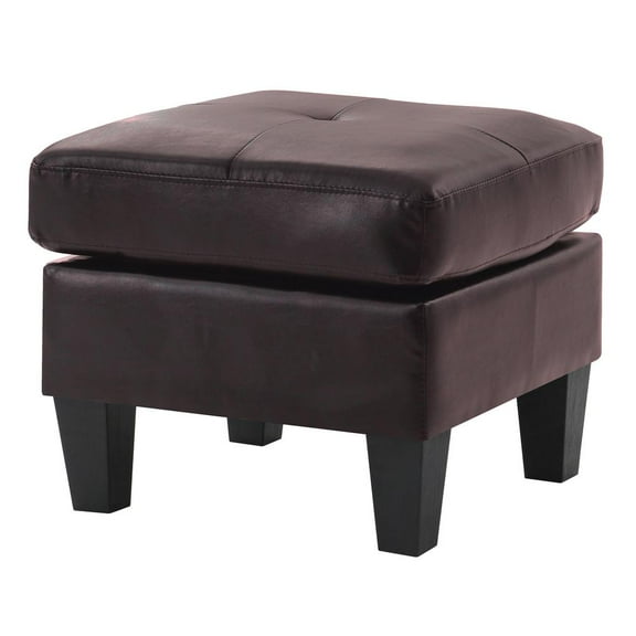 Newbury Dark Brown Faux Leather Upholstered Ottoman