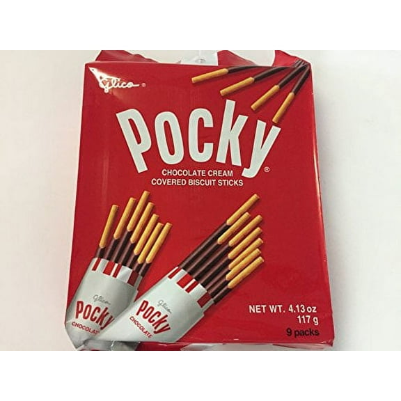 NineChef Bundle - Glico Pocky Chocolate 9 Packs Japanese Snack Party Pack   1 NineChef ChopStick