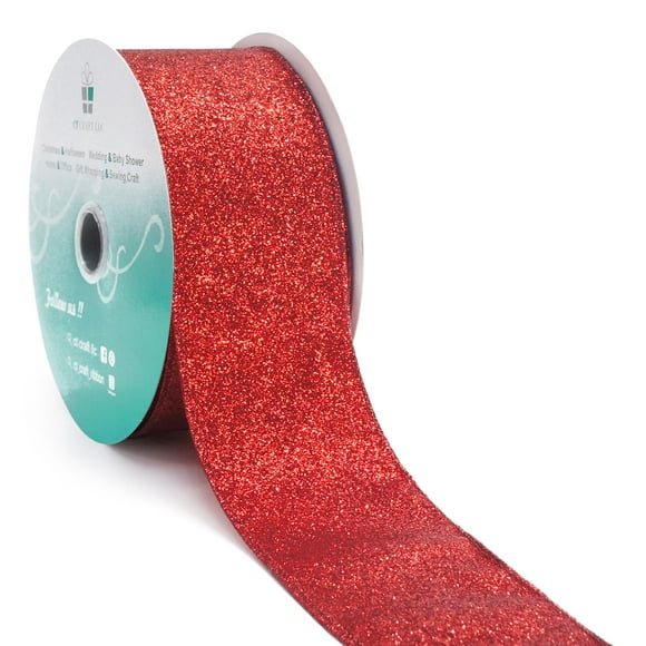 Cinta decorativa CT CRAFT LLC con purpurina, cable, 6,35 cm x 18,3 m, roja