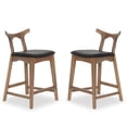 thumbnail image 1 of Jaxon Mid-Century Rectangular Faux Leather Counter Stool in Black (SET OF 2), 1 of 6