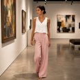 thumbnail image 6 of Carlikeit Women's Linen Blend V Neck Crop Tank Top Sleeveless Casual Summer Top, 6 of 6