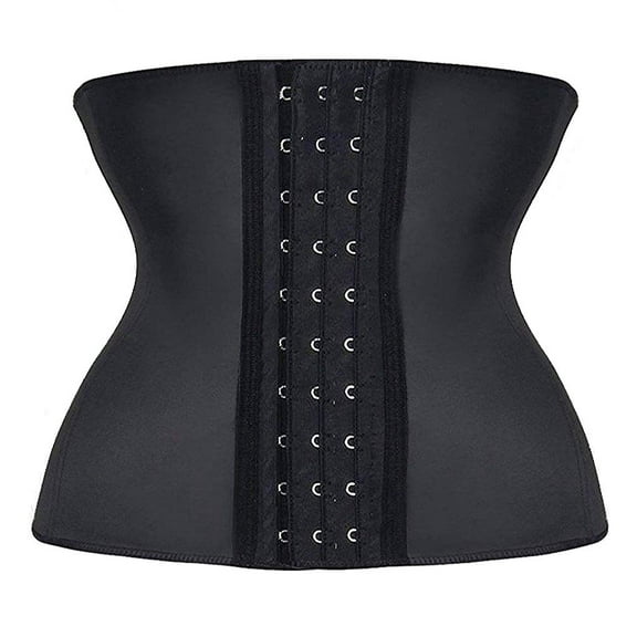 YIANNA Short Torso Waist trainer corset for Weight loss Sports Workout Hourglass Body Shaper Cincher Tummy Control Black-XL