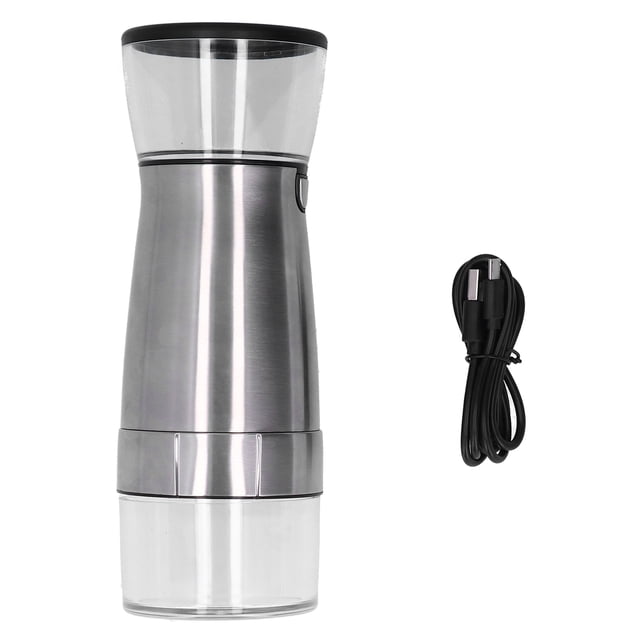 Molinillo eléctrico de acero inoxidable con carga USB, triturador automático de granos de café y pimienta para uso doméstico.