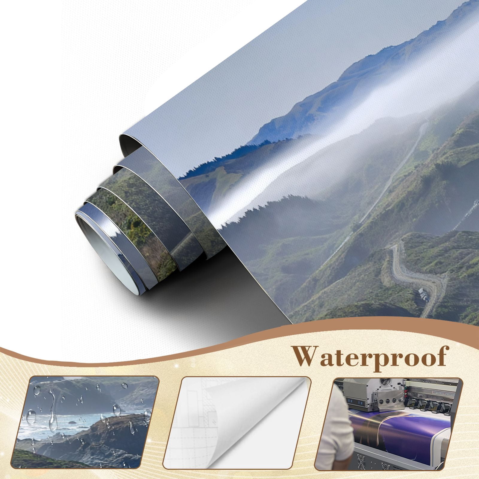 Wallpaper Foggy morning Bay Sonoma County Californias Pacific Peel and Stick Wall Murals 100"H x 144"W Removable PVC Wall Paper Self-Adhesive Wall Paintings Art Decor for Bedroom Living Room