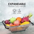 thumbnail image 3 of Alpine Cuisine Stainless Steel Over the Sink Colander Strainer 14x9.5 In with Expandable Handle Food Preparation | Space-Saving Kitchen Tools for Pasta Vegetables Fruits Cooking | Easy to Clean & Use, 3 of 7