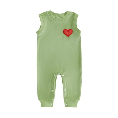

Loalirando Baby Christmas Fuzzy Romper Reindeer Embroidery Sleeveless Jumpsuit