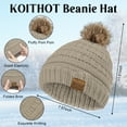 thumbnail image 2 of KOITHOT 5 Pcs Women Winter Beanie Hat Gloves Scarf Set, Warm Thick Soft Knitted Touch Screen Khaki, 2 of 6