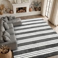 thumbnail image 2 of Pentantan 8ft x 10ft Shag Area Rugs for Living Room, Modern Stripe Fluffy Bedroom Carpet, Gray & White, 2 of 7
