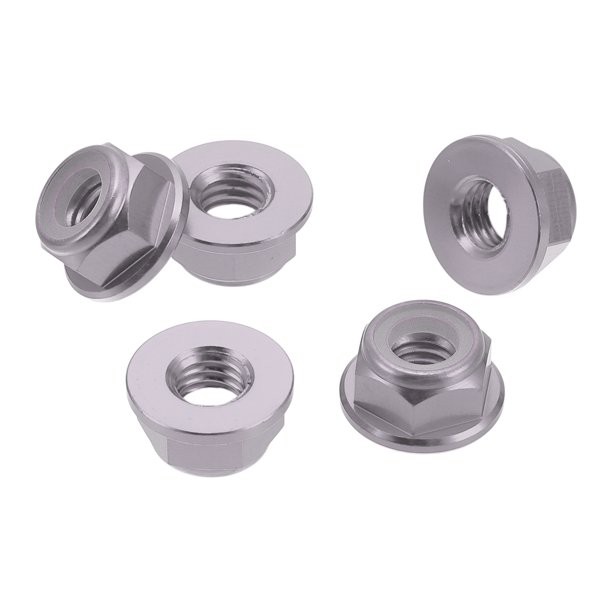 Ofertas únicas 5 Pcs Tuercas de brida M6 de aleación de aluminio, anillo de goma plástica, tuercas de brida hexagonales planas de bloqueo antideslizantes tono titanio gris anillo de goma 6mm/0.24"