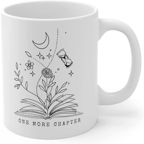 One More Chapter Cute Ceramic Coffee Mug for Book Lovers 11 oz